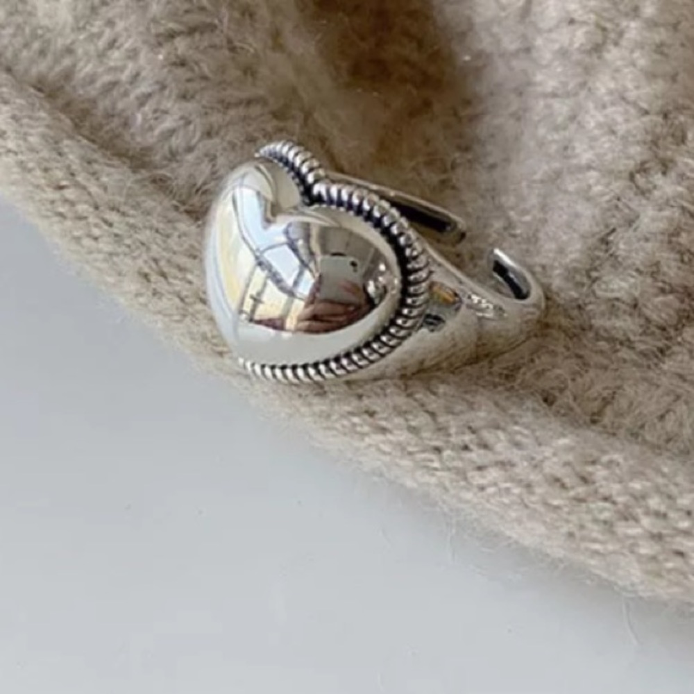 🤍Insta big heart sterling silver ring